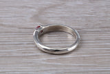 Ruby ring, sterling silver set with round cut Ruby Cubic Zirconia, Ideal promise, dress engagement ring