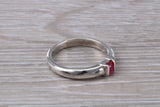 Ruby ring, sterling silver set with round cut Ruby Cubic Zirconia, Ideal promise, dress engagement ring