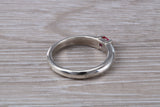 Ruby ring, sterling silver set with round cut Ruby Cubic Zirconia, Ideal promise, dress engagement ring