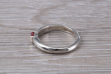 Ruby ring, sterling silver set with round cut Ruby Cubic Zirconia, Ideal promise, dress engagement ring