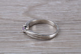 Petite Amethyst ring, sterling silver set with small round cut Amethyst Cubic Zirconia, Ideal promise, dress engagement ring