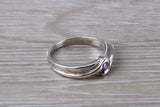 Petite Amethyst ring, sterling silver set with small round cut Amethyst Cubic Zirconia, Ideal promise, dress engagement ring