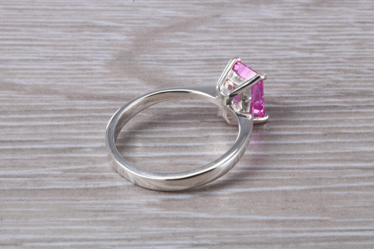 Pink Topaz ring made from Sterling Silver, set with octagon cut Pink Topaz Cubic Zirconia, ideal dress, promise or engagement ring
