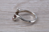 Ruby and Diamond look ring, sterling silver set with round cut Ruby and Diamond Cubic Zirconia, Ideal promise, dress engagement ring