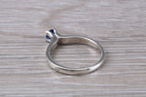 Simple and very elegant real Blue Sapphire look ring, sterling silver set with round Sapphire C Z