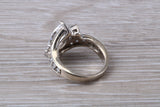Dressy real Diamond look ring, sterling silver set with diamond look Cubic Zirconia, Ideal promise, dress engagement ring