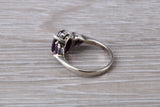 Amethyst ring, sterling silver set with Amethyst Cubic Zirconia, Ideal promise, dress engagement ring
