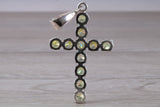 Sterling Silver Peridot C Z set Cross necklace