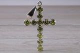 Sterling Silver Peridot C Z set Cross necklace