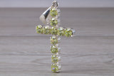 Sterling Silver Peridot C Z set Cross necklace