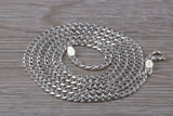 Heavy Diamond Cut Curb Chain. Sterling Silver. 20 inch Length
