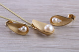 Real Pearl Necklace and Matching Stud Earrings