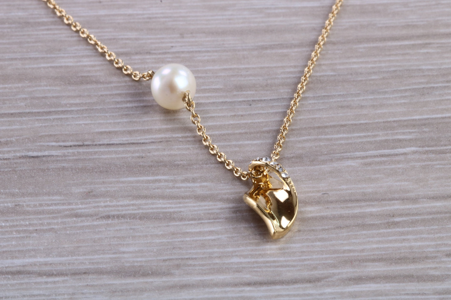 Sterling Silver Real Pearl and C Z set Necklace
