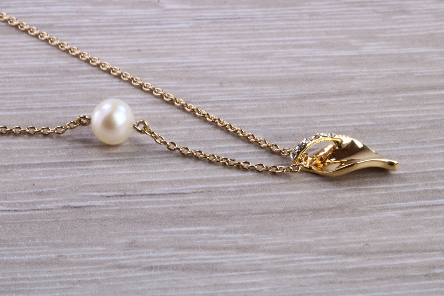 Sterling Silver Real Pearl and C Z set Necklace