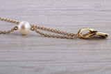 Sterling Silver Real Pearl and C Z set Necklace