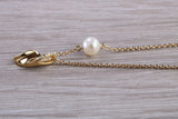 Sterling Silver Real Pearl and C Z set Necklace