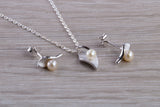 Real Pearl Necklace and Matching Stud Earrings