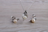 Real Pearl Necklace and Matching Stud Earrings