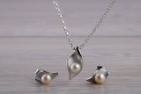 Real Pearl Necklace and Matching Stud Earrings