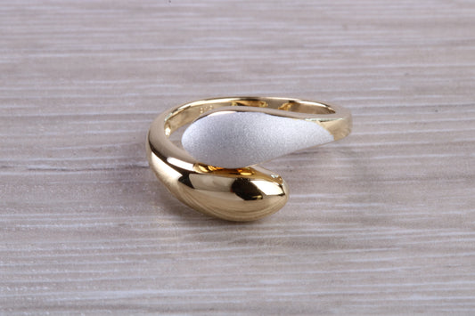 Two Tone Abstract ring, made from 925 grade Sterling Silver and further 18ct Yellow Gold and Rhodium Plated
