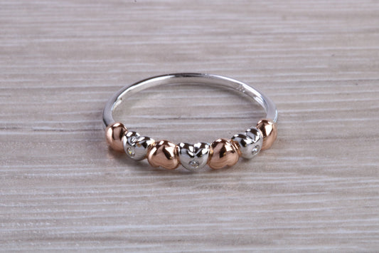 Love Hearts ring solid sterling silver with two tone 18ct gold plating. Perfect gift for any occasion