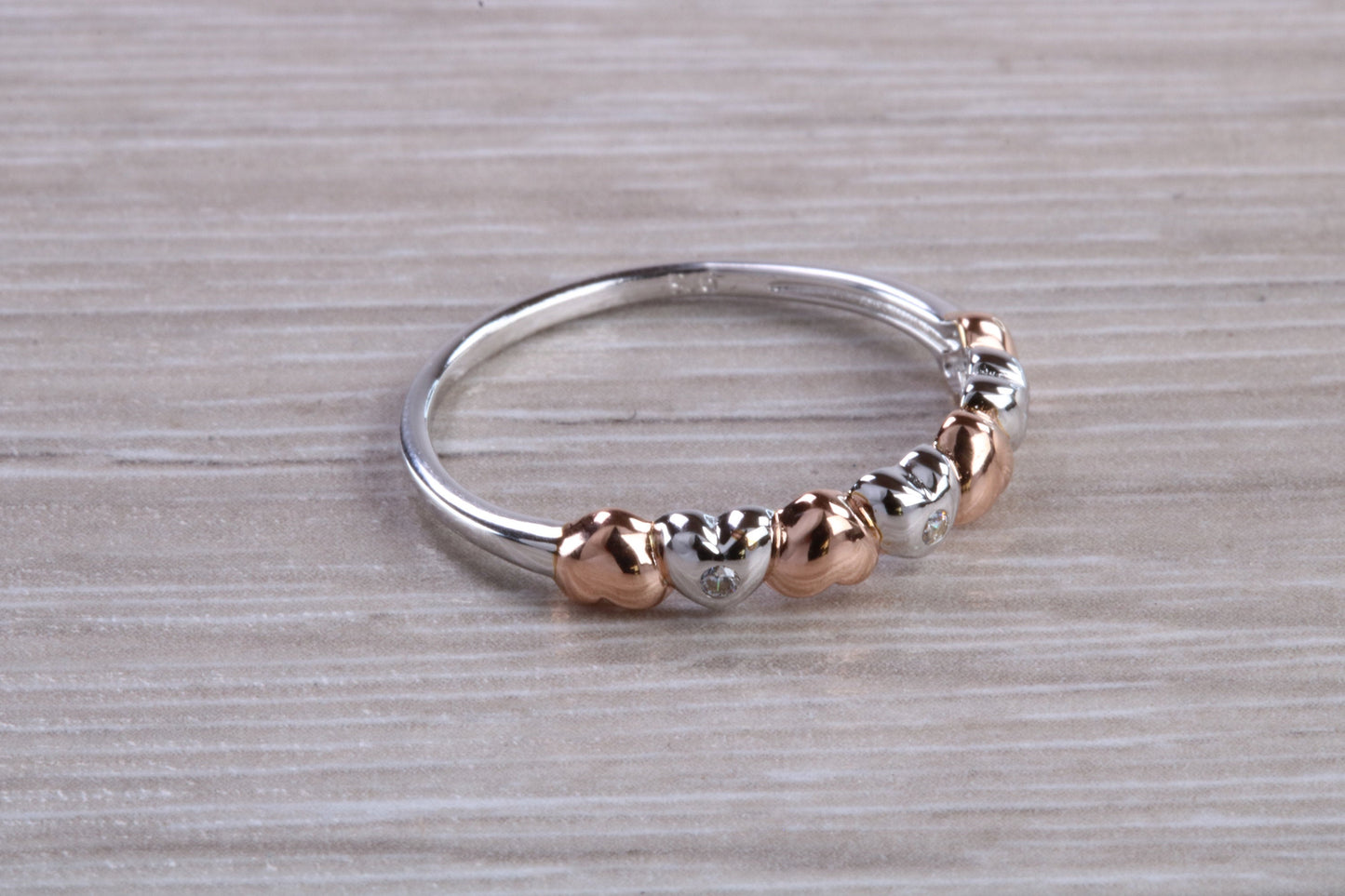 Love Hearts ring solid sterling silver with two tone 18ct gold plating. Perfect gift for any occasion