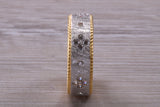 Sterling Silver Gold 7 mm wide band, 18ct Yellow Gold plated and set with Diamond White C Z