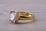 Large Two ct size Diamond White C Z ring, Beautiful and absolutely stunning ring, Sterling Silver with 18ct Yellow Gold Plating
