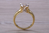 Large Two ct size Diamond White C Z ring, Beautiful and absolutely stunning ring, Sterling Silver with 18ct Yellow Gold Plating