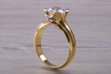 Large Two ct size Diamond White C Z ring, Beautiful and absolutely stunning ring, Sterling Silver with 18ct Yellow Gold Plating