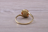 Beautiful Cabochon cut Citrine ring, solid 9ct Yellow Gold, British hallmarked, Dainty and very colourful ring