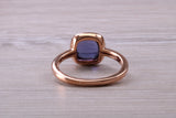 Beautiful Cabochon cut Iolite ring, solid chunky ring, made from solid 9ct Rose Gold, British hallmarked, natural Iolite
