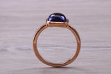 Beautiful Cabochon cut Iolite ring, solid chunky ring, made from solid 9ct Rose Gold, British hallmarked, natural Iolite