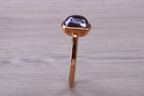 Beautiful Cabochon cut Iolite ring, solid chunky ring, made from solid 9ct Rose Gold, British hallmarked, natural Iolite