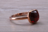 Beautiful Cabochon cut Garnet ring, solid chunky ring, made from solid 9ct Rose Gold, British hallmarked, natural Garnet