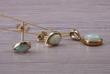 Fiery Natural Opal Earrings and Necklace Set, Solid 9ct Yellow Gold