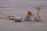 Love Hearts Earrings and Necklace Set, Solid 9ct Yellow Gold