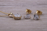 Love Hearts Earrings and Necklace Set, Solid 9ct Yellow Gold