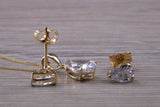 Teardrop cut Earrings and Necklace Set, Solid 9ct Yellow Gold