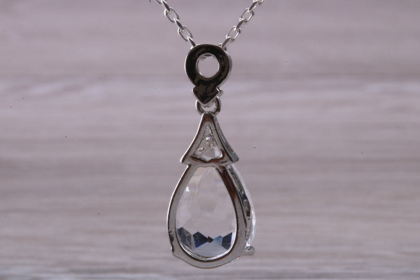 Natural White Topaz and C Z set Sterling Silver Necklace