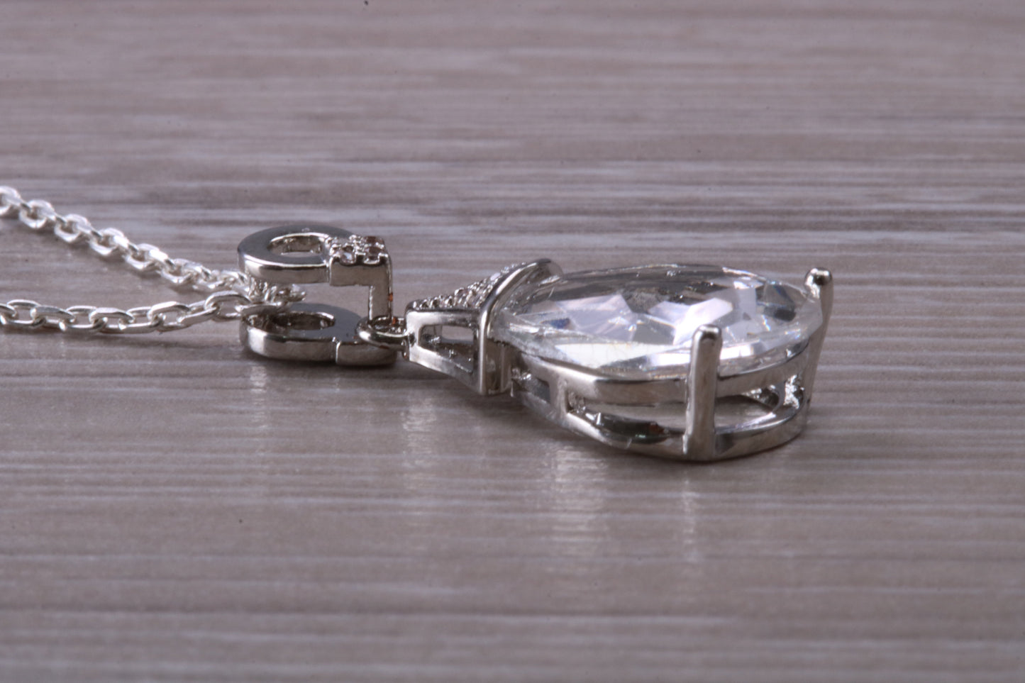 Natural White Topaz and C Z set Sterling Silver Necklace