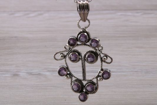 Sterling Silver Real Amethyst set Necklace