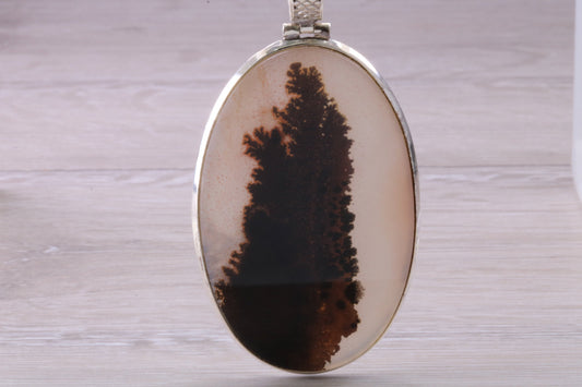 Very Large Agate Necklace set in Sterling Silver
