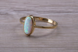9ct Yellow Gold Opal set ring, solid 9ct Gold, British Hallmarked, very fiery oval cut Cultured Opal