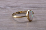 9ct Yellow Gold Opal set ring, solid 9ct Gold, British Hallmarked, very fiery oval cut Cultured Opal