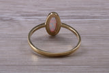9ct Yellow Gold Opal set ring, solid 9ct Gold, British Hallmarked, very fiery oval cut Cultured Opal