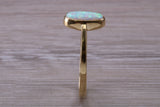 9ct Yellow Gold Opal set ring, solid 9ct Gold, British Hallmarked, very fiery oval cut Cultured Opal