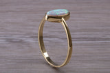 9ct Yellow Gold Opal set ring, solid 9ct Gold, British Hallmarked, very fiery oval cut Cultured Opal