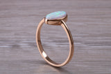 Rose Gold Opal set ring, solid 9ct Rose Gold, British Hallmarked, very fiery oval cut Cultured Opal