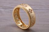 Sterling Silver 7 mm wide band, 18ct Yellow Gold plated and set with Diamond White C Z
